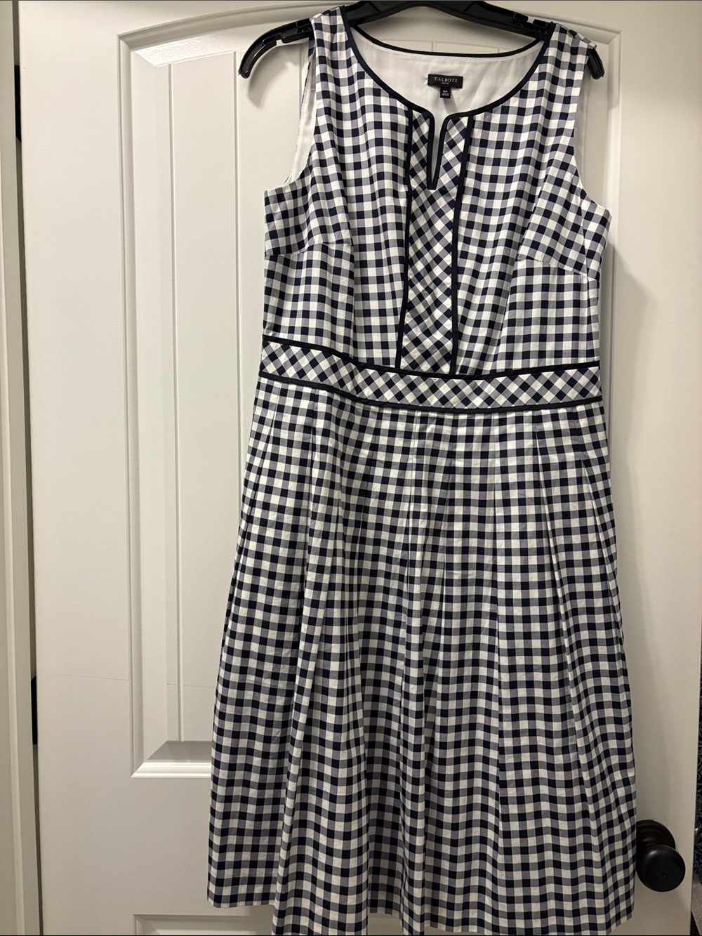 Talbots Black and White Gingham Fit-and-Flare Dress - Picture 9 of 9